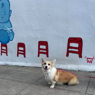 'Chubby Baby' artwork on restaurant wall.