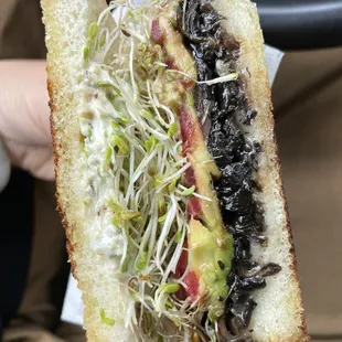 Cross section of portobello sando