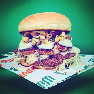 a burger on a wrapper