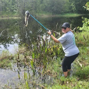 She was committed to getting that bag out of the water;)