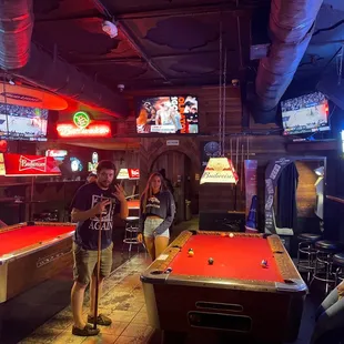 people playing pool in a bar
