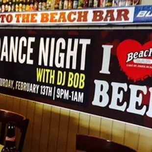 a sign for a dance night with dj rob