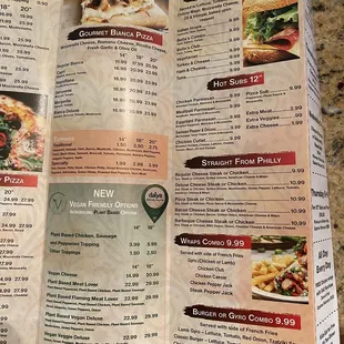 menu and prices
