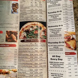 menu, pizza