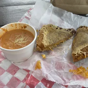 Grilled cheese and freshly made tomato soup.