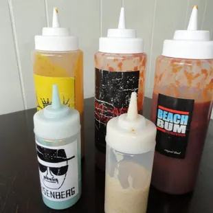 a variety of condiments