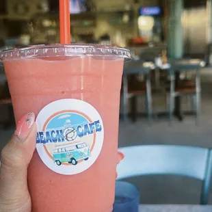Shark bite smoothie (strawberry, banana and guava) seriously a must get!!