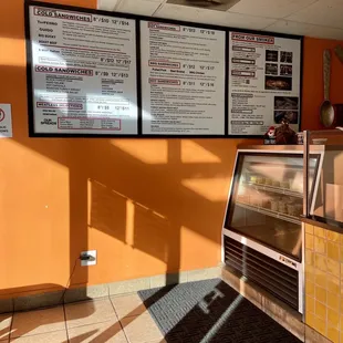 menus on the wall
