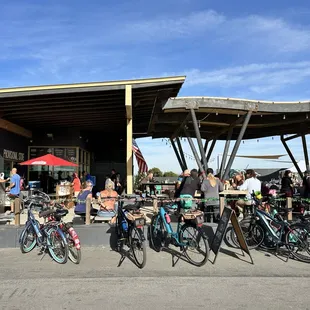 We parked our eBiked out front.