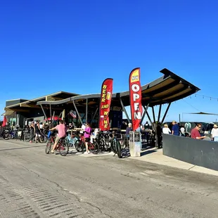 Tons of eBikes parked outside !
