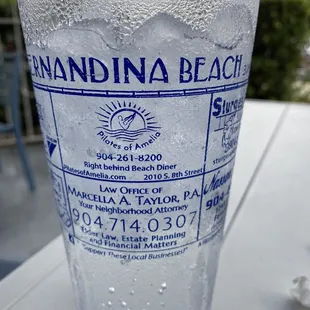 a glass of water on a table