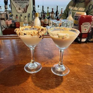 Holiday coconut and peppermint martinis