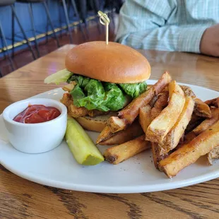 Perch sandwich with amazing fries.