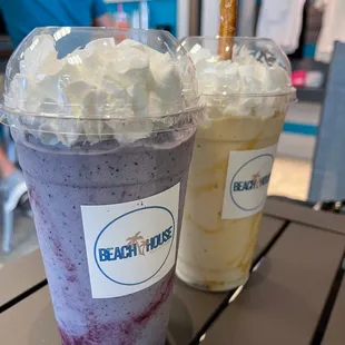 two drinks on a table