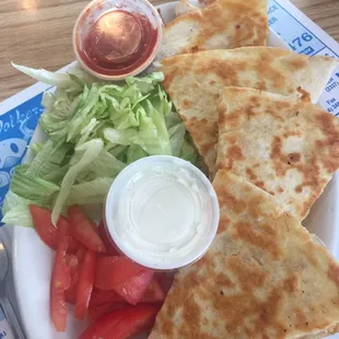 Scrumptious chicken quesadilla. They about about 10 different ones to try.