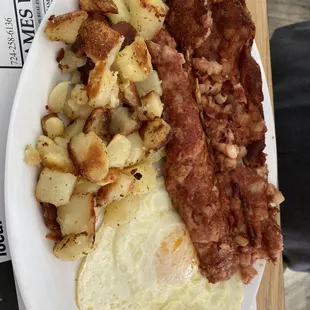 Corn beef hash and eggs.