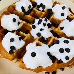 Chocolate chip waffles. Kids claim they were the best they've ever had.  I had a bite and think they may be right.