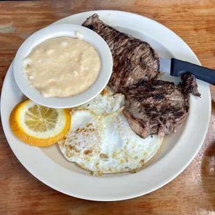 Steak ' N ' Eggs with cheese grits