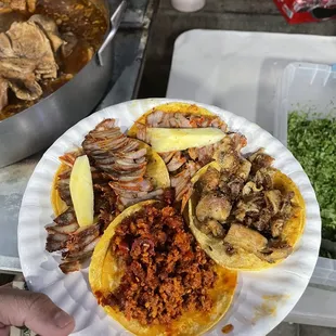 a person holding a plate of food