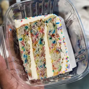 Rainbow Birthday Cake Slice (To-Go)