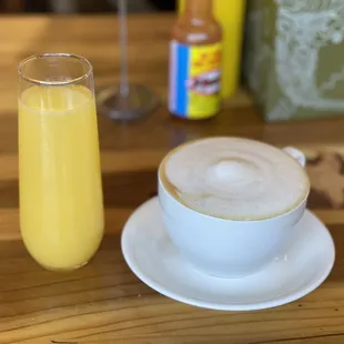 Mimosa and cappuccino