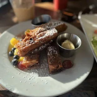 French toast sticks with butter and syrup