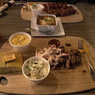 Ribs  Two Meat Plate Potato Salad Corn Blueberry Cornbread