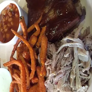 1/2 Rack of Ribs and 1/4 Tender Chicken