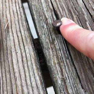 lifted nails riddled along the deck
