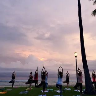 waikiki beach yoga - at sunset