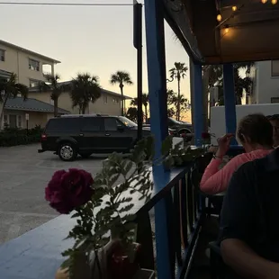 View of sunset from our table