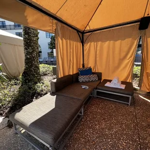 Cabana comes with an extended lounge chair under shade