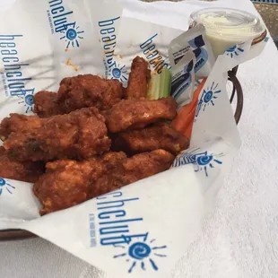 Buffalo wings poolside for the kids.