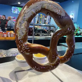 Yummy pretzel with beer cheese
