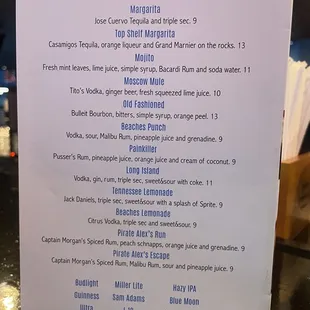 Drinks- I liked the beaches punch