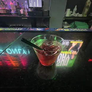 a drink on a bar