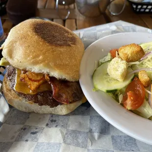 Beachcomber burger with side salad