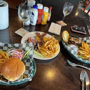 Burger and fries X 3