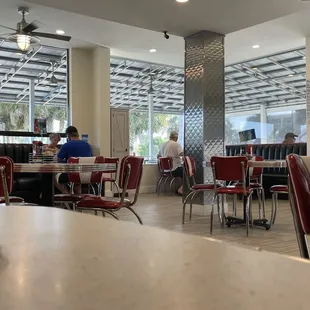 Seating options, inside or out with covered space.