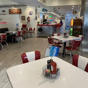 Inside tables with full bar!