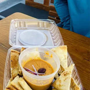 Red Pepper Hummus and warm Pita