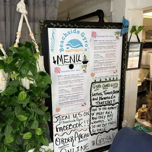 Menu in entrance/ordering area