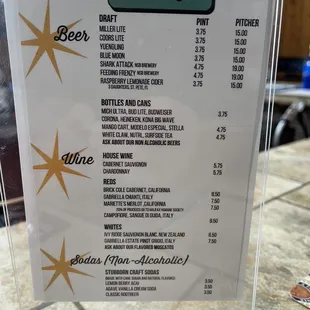 Drink menu