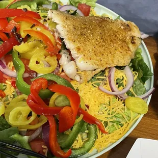 Salad w (half a serving of) basa fish