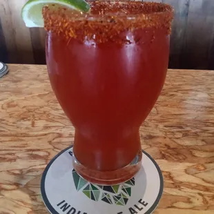 they don't have micheladas usually, was for the release party of this year's Mexican spicy candy sour. They should though, it was great :D