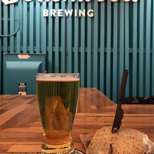 A blonde ale with some cheese