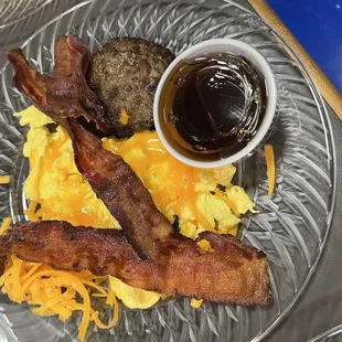 Cheese eggs bacon sausage