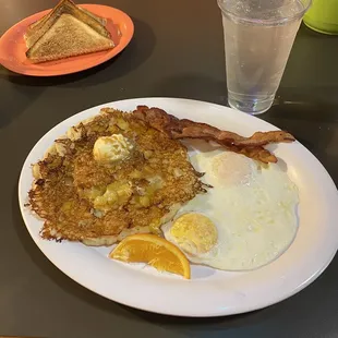Beacon Breakfast w/pineapple upside pancake! Delicious