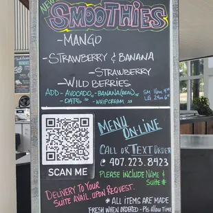 Latest menu and smoothies too!