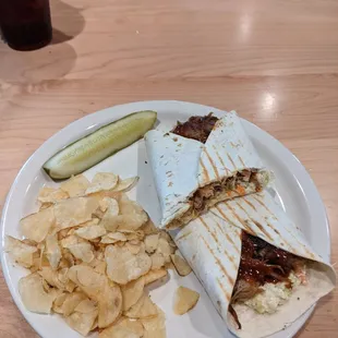 Pulled pork wrap.